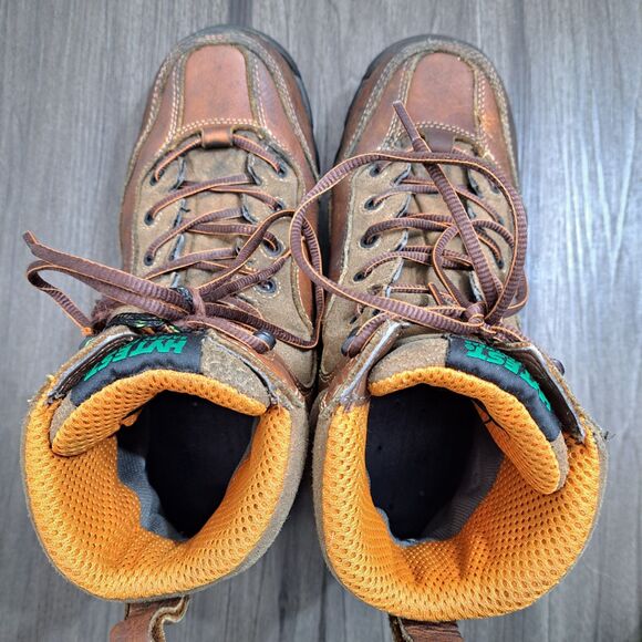 Hytest Steel Toe Boots. Brown Leather Lace Up Safty Shoes Men's Size 7 Wide - Picture 6 of 10